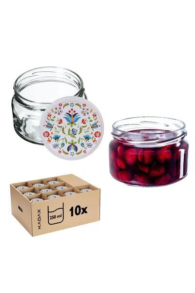 KADAX 10 buc. Borcane 250 ml pentru dulceață, gem, miere, sticlă Fi 82