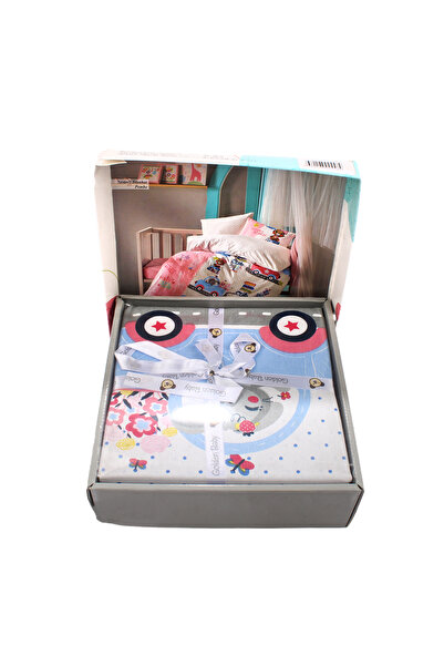 bebegen Baby Girl Pink White Car Patterned Duvet Cover Set