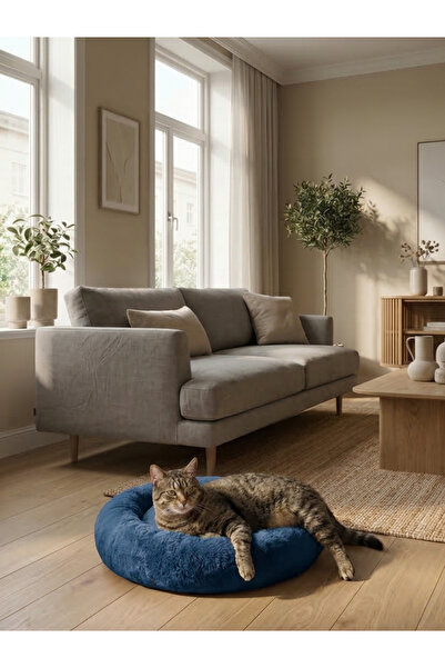 Patiderm Peluş Kedi Yatağı Yumuşak Köpek Yatağı Donut Yatak