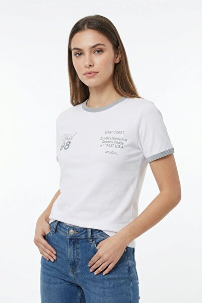 Rays Γκρι μπλουζάκι με λεπτομέρεια στον γιακά με τύπωμα 8109