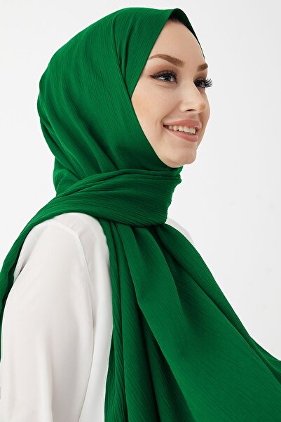 InStyle شال ميكا كرينكل من الحرير - أخضر