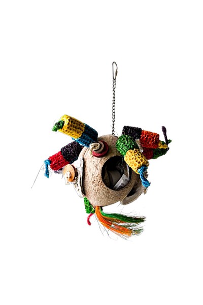 COOLLA Pet Natural Coconut Shell Bird Toy – Multi-Color Foraging & Shredding Toy