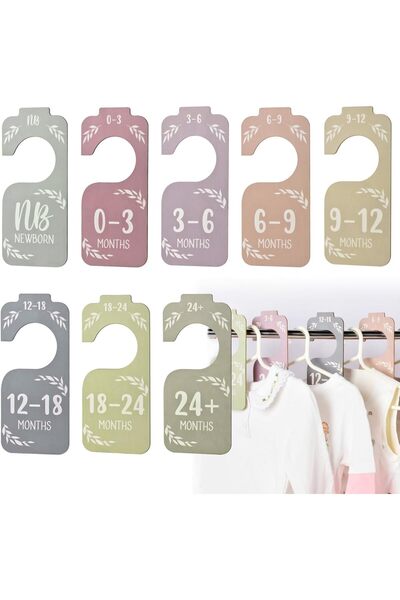 Arabest 8 Pcs Baby Closet Dividers, Wooden Double-Sided Clothes Organizer for...