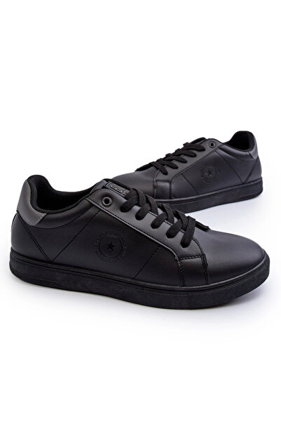 Big Star Shoes Low Men's Sneakers Leather Big Star NN174284 Black 44