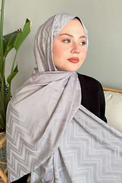 InStyle شال زيكزاك مخطط جراي جاكار