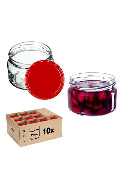 KADAX 10 buc. Borcane 250 ml pentru dulceață, gem, miere, sticlă Fi 82