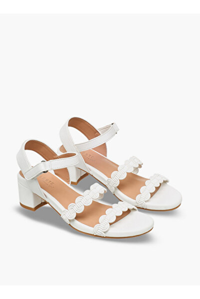Celeste Girls Scalloped Design Block Heel Sandals