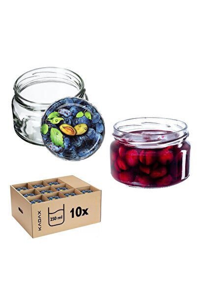 KADAX 10 buc. Borcane 250 ml pentru dulceață, gem, miere, sticlă Fi 82