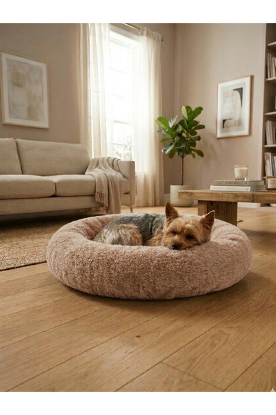 Patiderm Peluş Kedi Yatağı Yumuşak Köpek Yatağı Donut Yatak