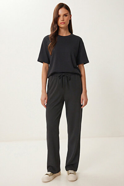 Lovelyİstanbul Comfortable Stretchy Knitted Top and Bottom Set Lby0004 Anthra...