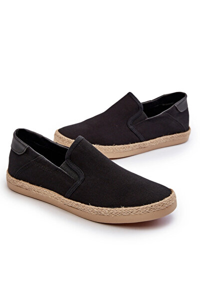 Evento Men's Espadrille Sneakers with Braiding Black Fenen 42