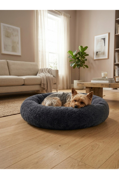 Patiderm Peluş Kedi Yatağı Yumuşak Köpek Yatağı Donut Yatak