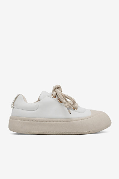 Tonny Black حذاء نسائي أبيض مريح حذاء بنعل مطاطي برباط حذاء رياضي