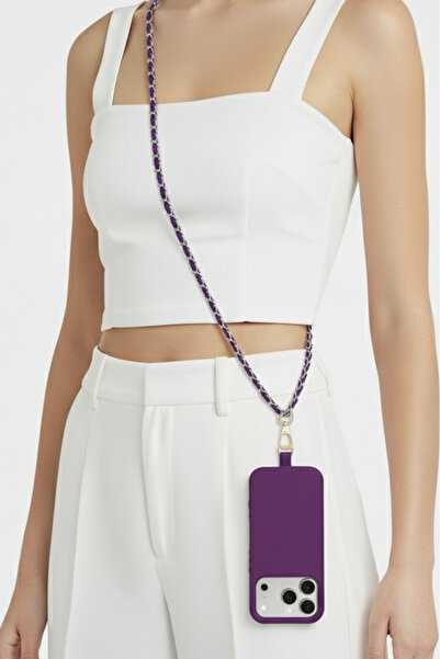 Tech&bello accessories Leather Strips Chain Phone Strap Lanyard Crossbody Str...