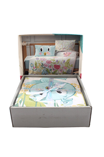 bebegen Unisex Blue Yellow Bird Flower Patterned Duvet Cover Set