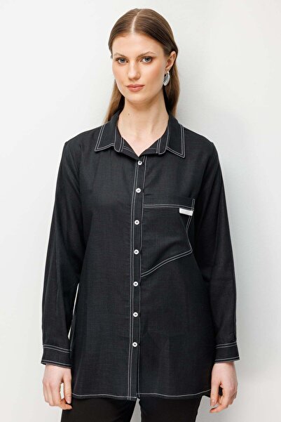 Ekol Torba Cepli Polo Yaka Keten Gömlek