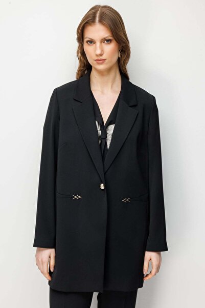 Ekol Metal-Accented Single Button Jacket