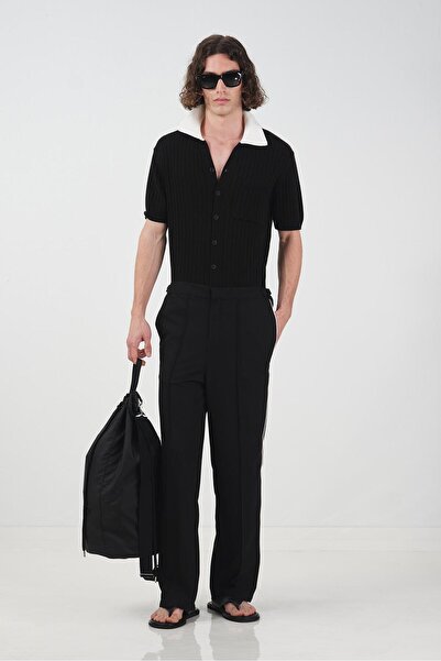 GIESTO Classic Black Pants with Contrast Bibs