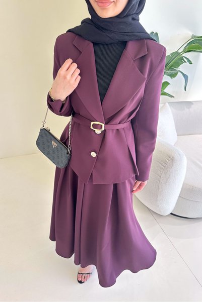Ovn. Viviana Ceket Etek Takım - Bordo