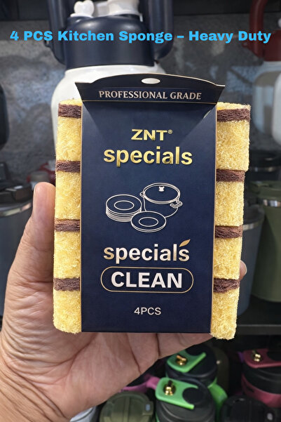 Generic 4 PCS Professional Kitchen Cleaning Sponge | Heavy Duty Dishwashing S...