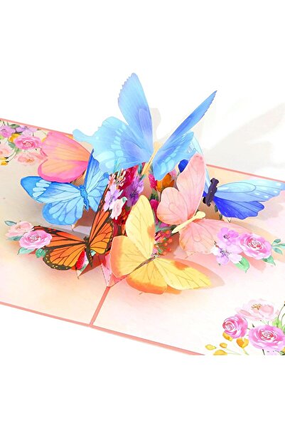 Arabest بطاقة منبثقة على شكل فراشة، بطاقة تهنئة ثلاثية الأبعاد، بطاقات شكر لج...