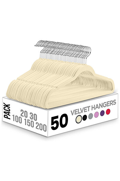 RahaShop مجموعة من 50 علاقة ملابس مخمل ، علاقات ملابس مانع للانزلاق ، علاقات ...