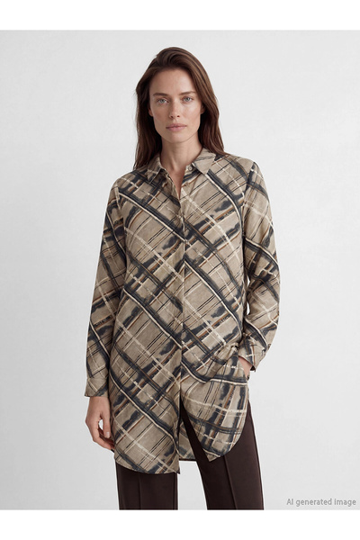 LC Waikiki Lcw Grace Gray Patterned Women's Shirt Tunic