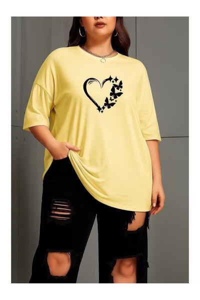 ZEMLİYA Unisex "Butterfly with Heart" Printed T-Shirt -Modern Style