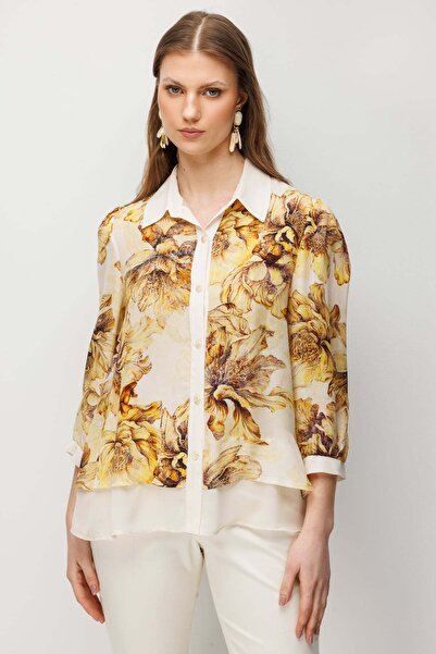 ON Çiçek Desenli Balon Kollu Gömlek