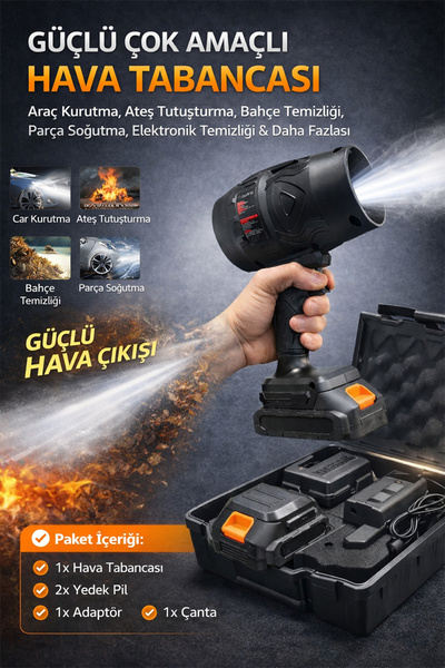 KUSTAR Güçlü Şarjlı Hava Tabancası | Araç Kurutma | Ateş Tutuşturma | Elektro...