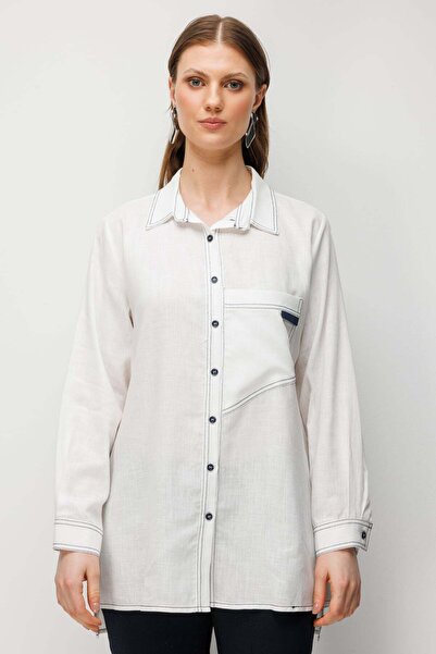 Ekol Torba Cepli Polo Yaka Keten Gömlek