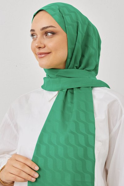 InStyle Water Pattern Silky Jacquard Shawl - Green