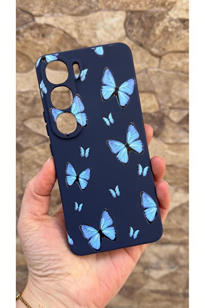 Vip Case Vivo V40 Lite 5g Compatible Blue Butterfly Patterned Silicone Shock-...