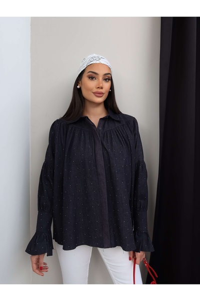 ESRAHELVACI قميص دينم مطبوع بالحجر