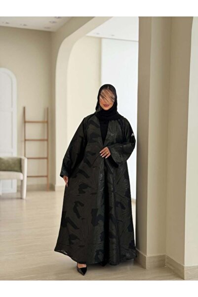 MedrasAbaya Blackberry with glossy olive jacquard