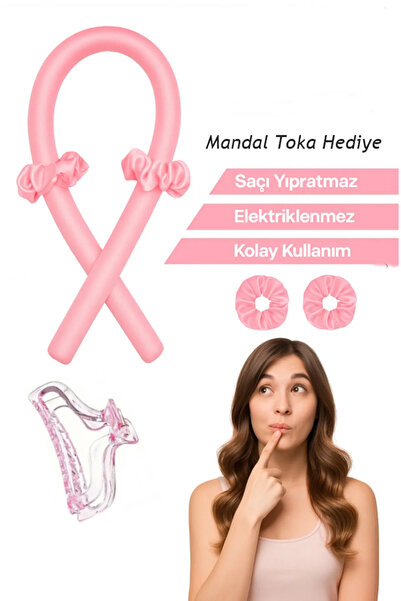 Kezban Tekstil Isısız Saç Şekillendirme Seti - Saten Gece Bigudisi - Saç Sosi...