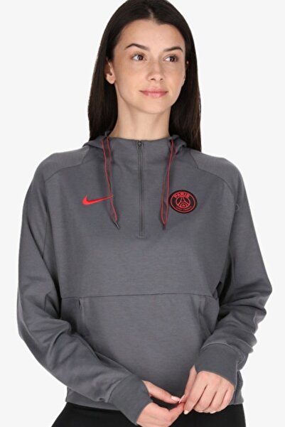 Nike Hanorac gri din fleece cu 1/4 fermoar Paris Saint-Germain pentru femei, ...