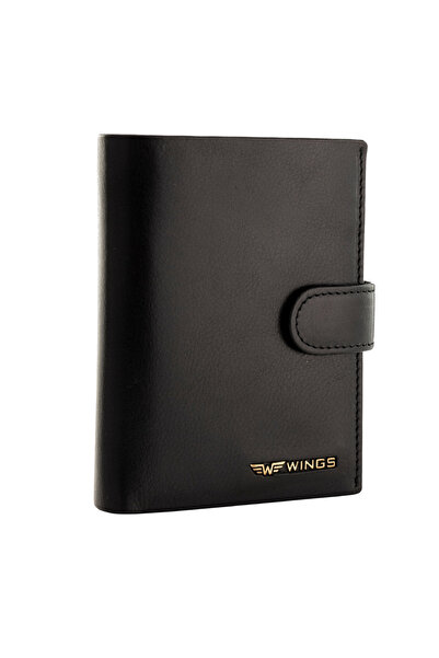 wings Men's Black Leather Wallet with RFID, 16 Card Slots, Coin Pocket, 13 x ...