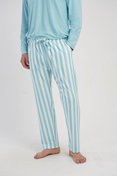 OBJE ملابس نوم رجالية باللون الأزرق مخطط مارلا بجيوب