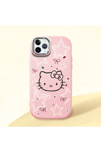 Hontinga iPhone 11 Pro Uyumlu Hello Kitty Desenli Kamera Korumalı Pembe Yumuş...