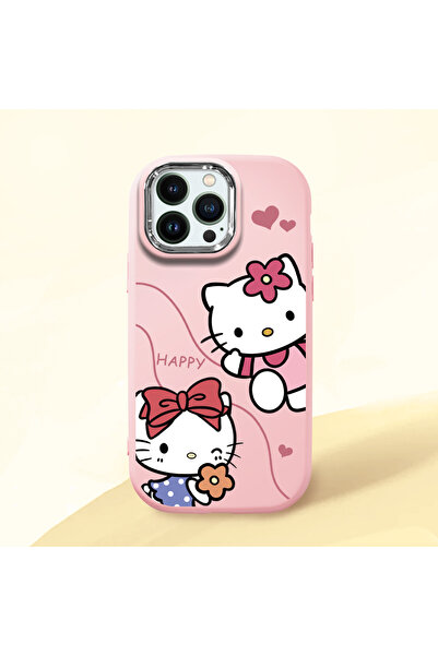 Hontinga iPhone 14 Pro Max Uyumlu Kamera Korumalı Pembe Yumuşak Silikon Telef...
