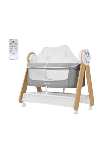 CoolBaby سرير أطفال كهربائي خشبي 2 في 1 قابل للتحويل مع أرجوحة أوتوماتيكية وع...