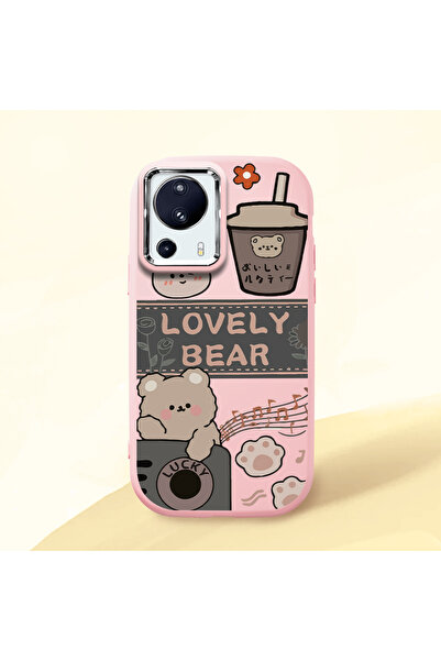 Hontinga حافظة هاتف من السيليكون الناعم باللون الوردي متوافقة مع كاميرا Mi 13...