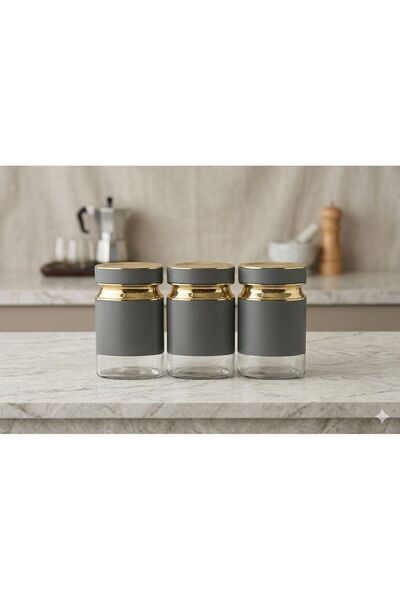 Sembol KAVANOZ SETİ 3'LÜ GRİ-ALTIN