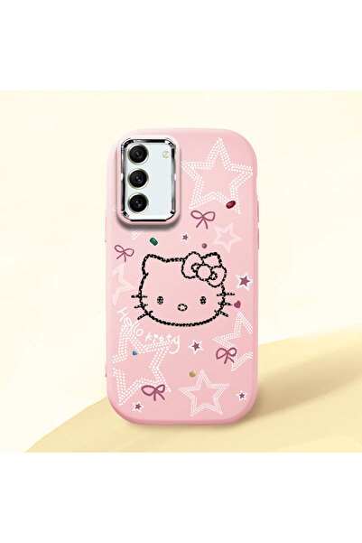 Hontinga Samsung Galaxy S21 FE Uyumlu Hello Kitty Kamera Korumalı Pembe Yumuş...