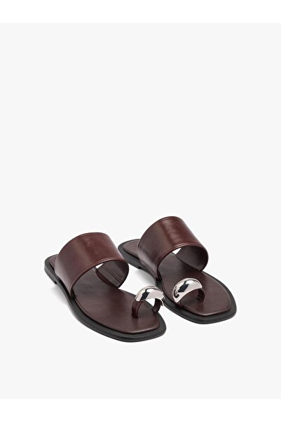 PARFOIS Kadın Metalik Detaylı Deri Sandalet