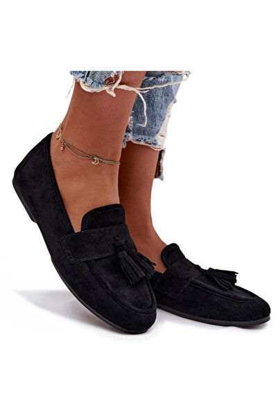 BOTO Loafers cu franjuri pentru femei, negri, Marilisse 36