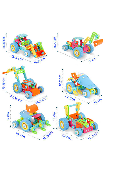 woopie Set Construcție Copii 6 în 1, 118 Piese, Vehicule STEM Excavator Tract...