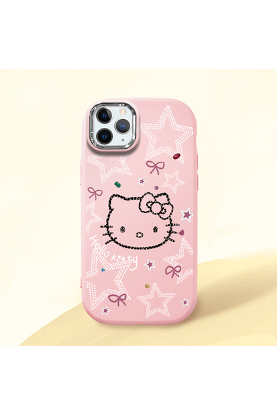 Hontinga iPhone 11 Pro Max Uyumlu Hello Kitty Desenli Kamera Korumalı Pembe Y...