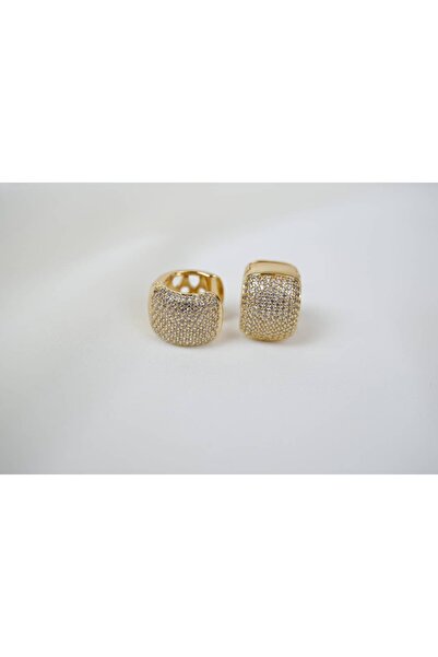 ATELİER TUĞBA Kp267 Full Zircon Stone Round Hoop Earrings (Diameter 10 mm)